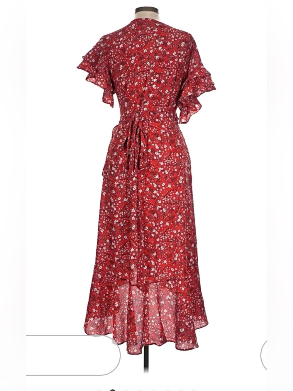 Max Studio Red Floral Wrap Dress - Picture 2 of 3